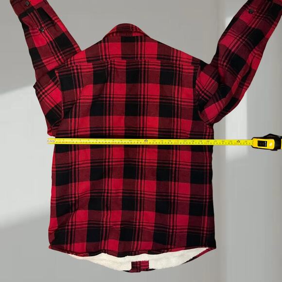 J.Crew Flannel Shirt – Red Buffalo Plaid Sherpa-Lined (Men’s M) - Picture 5 of 5